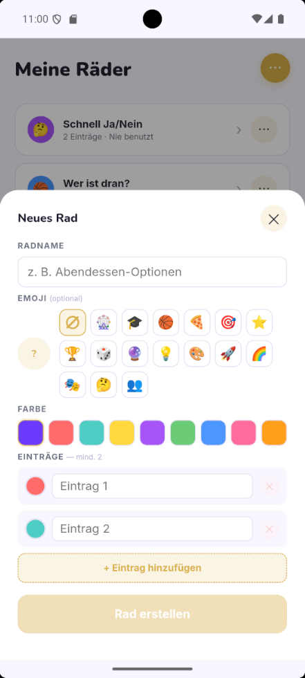 Ein neues Rad anlegen