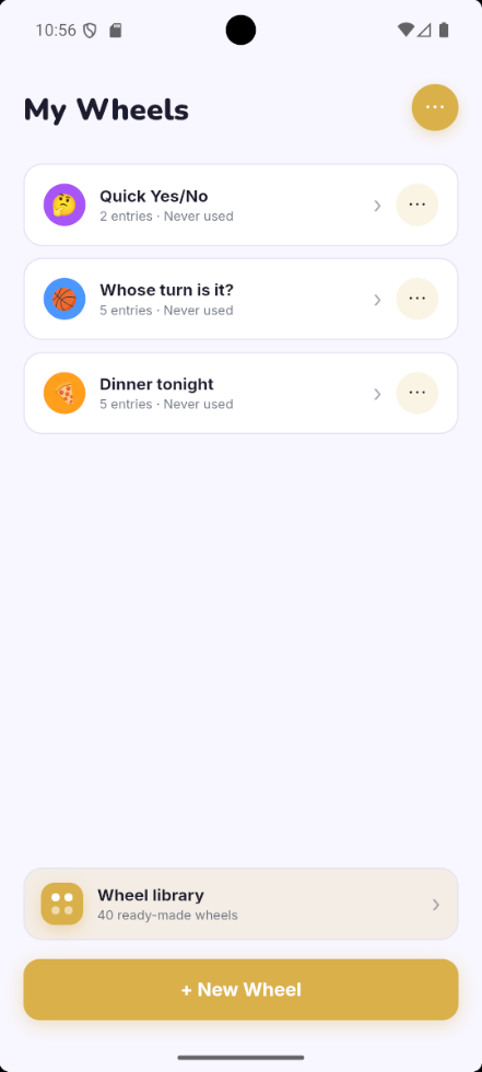 Wheel library home screen