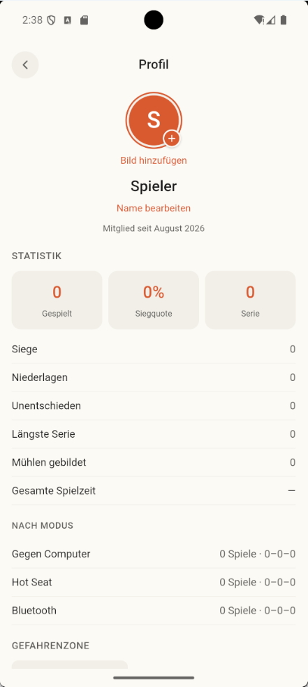 Spielerprofil und Statistiken